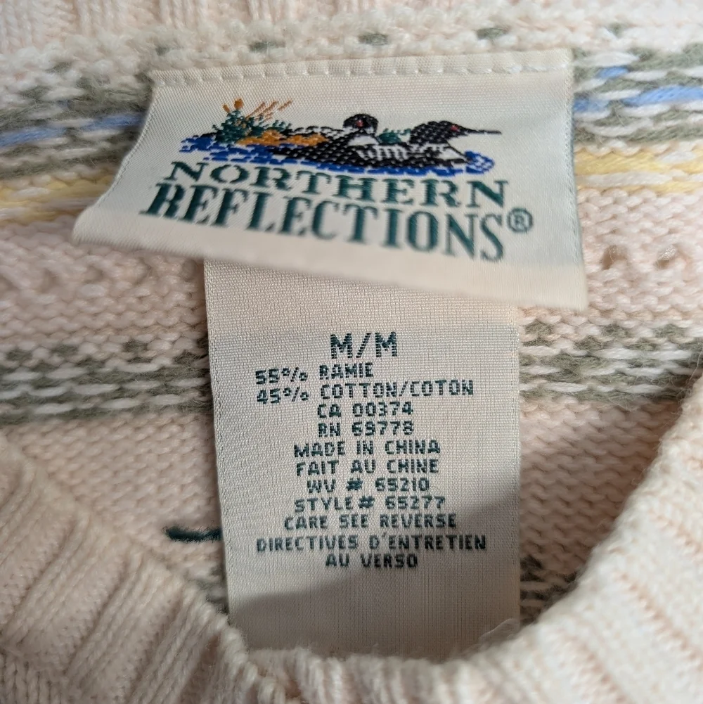 Northern Reflections Embroidered Floral Knit Cardigan Pewter Buttons Size M EUC